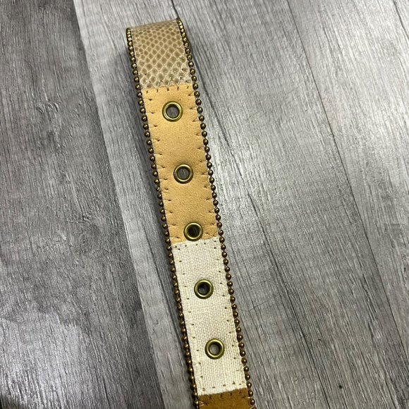 COLORBLOCK Neutral Tone Brown White Belt Medium - Picture 4 of 5